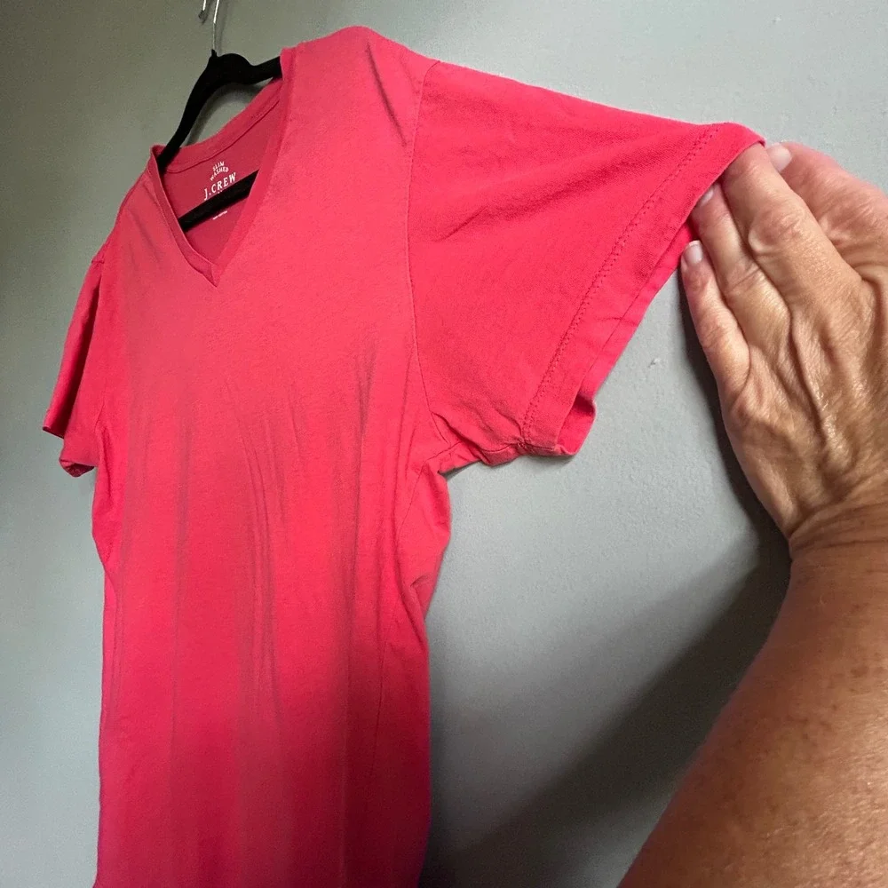 J. Crew Slim Washed V-Neck T-Shirt Red 100% Cotton Mens Large 40993 HO13